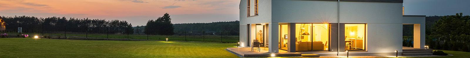 Modern house at night